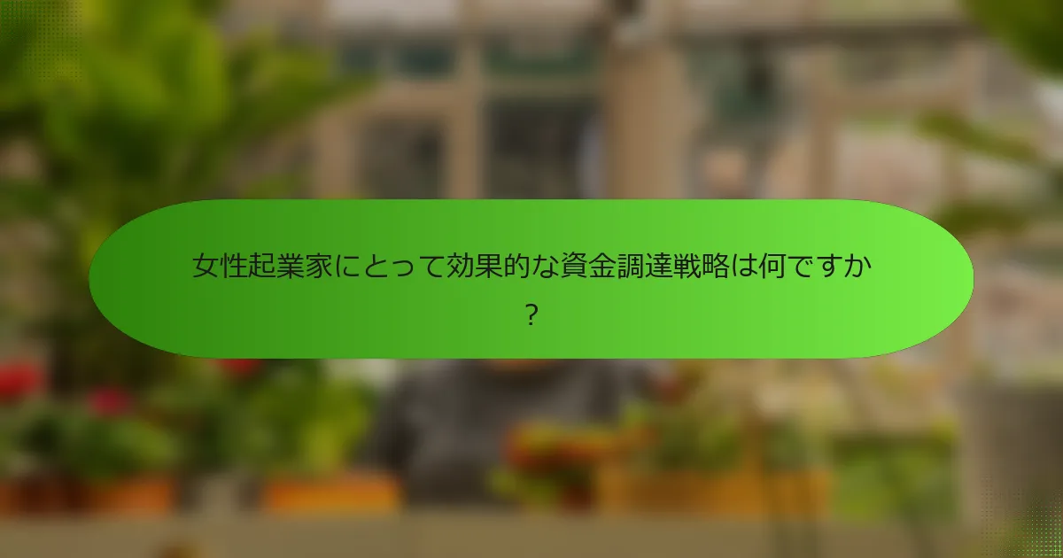 女性起業家にとって効果的な資金調達戦略は何ですか？