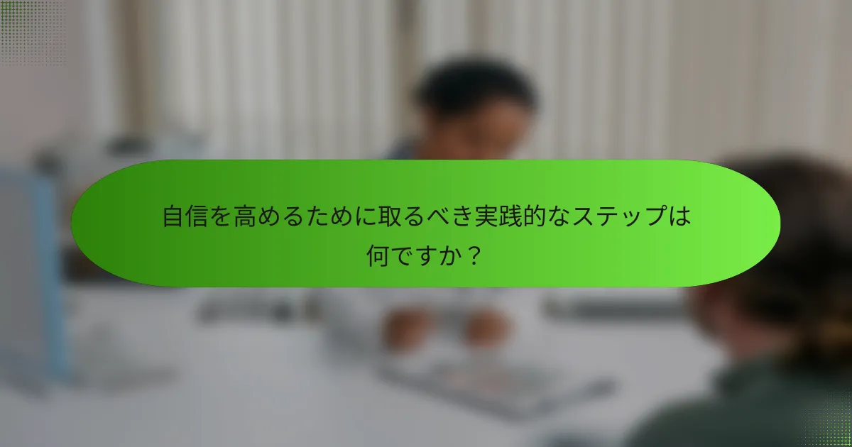自信を高めるために取るべき実践的なステップは何ですか？
